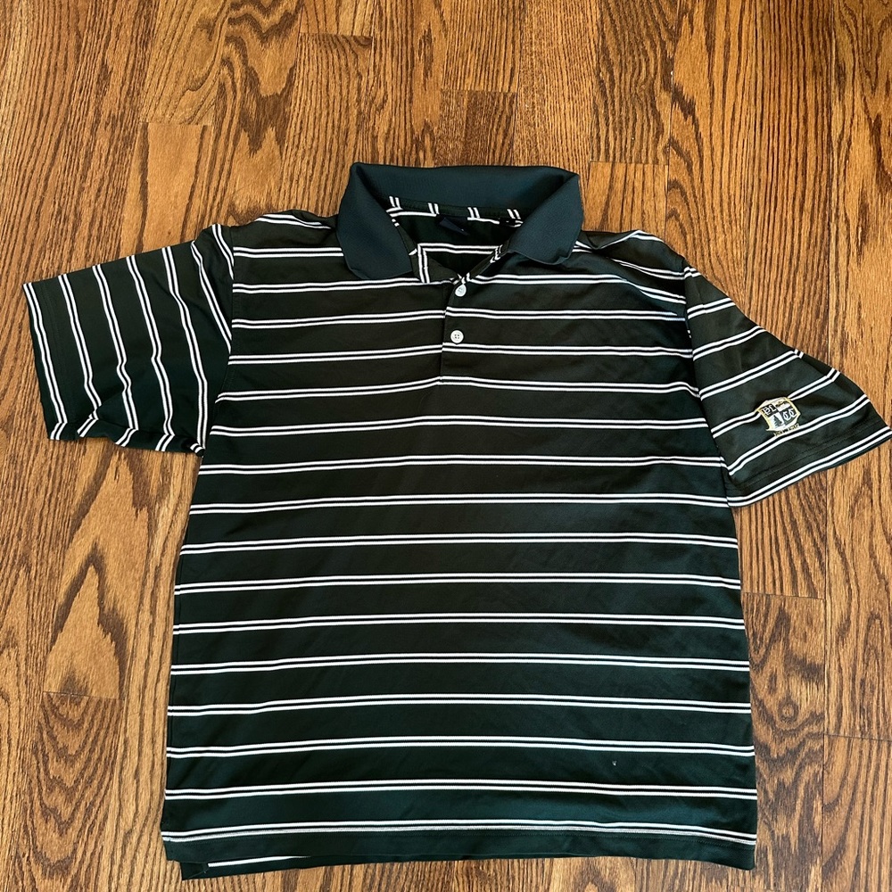 Dunning Golf green & white polo. Size: M.